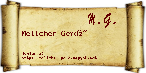 Melicher Gerő névjegykártya
